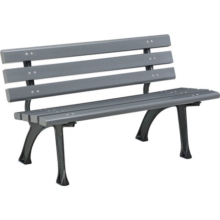 GLOBAL INDUSTRIAL 48L Plastic Park Bench With Backrest, Gray 240125GY